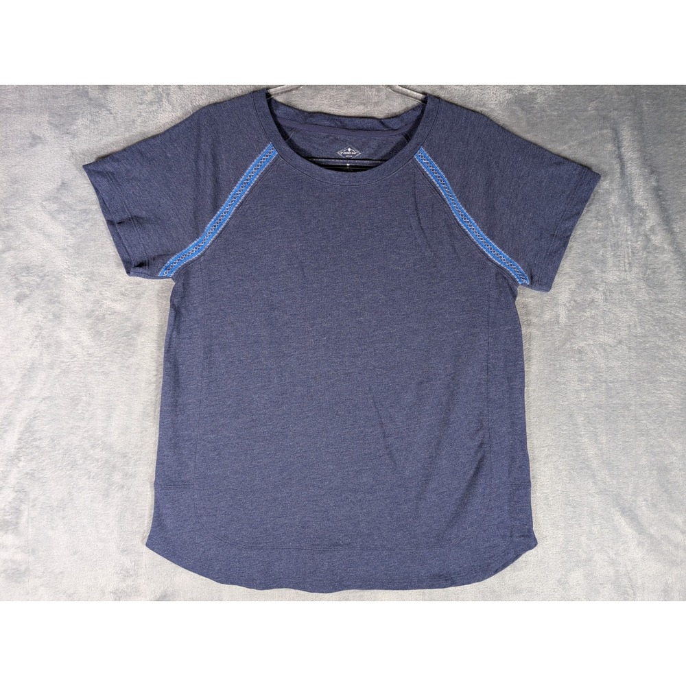 St Johns Bay Active Women Medium Navy Blue Heather Raglan Short Sleeve Top Shirt